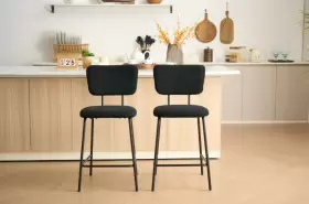 Oakham 709688503376 Bar Stools Set Of 2 Boucle Barstools Island Chairs Modern Kitchen Black