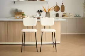 Oakham 709688503383 Bar Stools Set Of 2 Boucle Barstools Island Chairs Modern Kitchen White