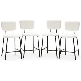 Oakham 709688504120 Bar Stools Set Of 4 Boucle Barstools Island Chairs Modern Kitchen White