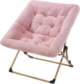 Oakham 760827981875 Comfy Saucer Chair Soft Faux Fur Folding Lounge Fur-pink