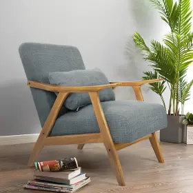 Oakham 767248404037 Mid Century Modern Accent Chair Single Fabric Lounge Reading Armchair Gray