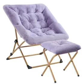 Oakham 767248405362 Comfy Saucer Chair Faux Fur Folding Lounge Flexible Reading