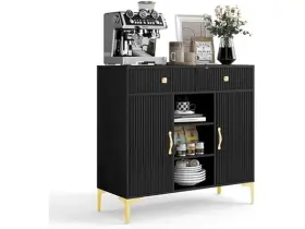 Obekann 192695064006 Black Sideboard Buffet Cabinet