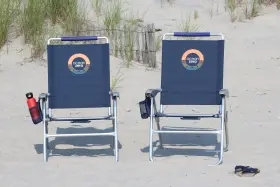 Ocean Zero 810056831400 Set Of 2. Blue Tall Height Beach Chair Cupholder - Rust