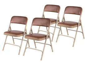 Oef Furnishings 604747884437 4 Pack Premium Vinyl Padded Folding Chair Brown