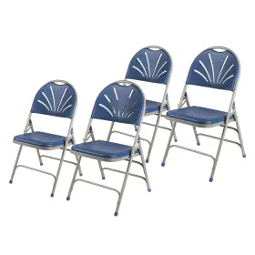 Oef1105 Oef Furnishings Heavy-duty Fan Back Folding Chair Blue 500 Lb Capacity Ergonomic Contoured