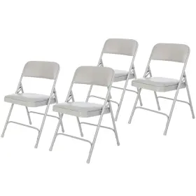 Oef1202 Oef Furnishings 4 Pack Premium Vinyl Padded Folding Chairs Grey - Ideal For H