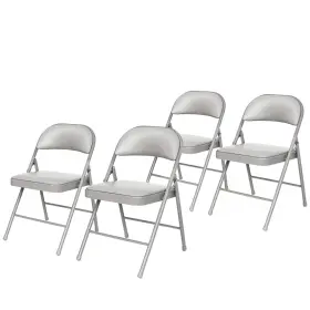 Oef952 Oef Furnishings 4 Pack Grey Vinyl Padded Steel Folding Chairs Comfortable Cus