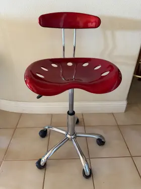 Lf214wnred Offex Vibrant Wine Red And Chrome Task Chair With Tractor Seat Desk Raise/lower