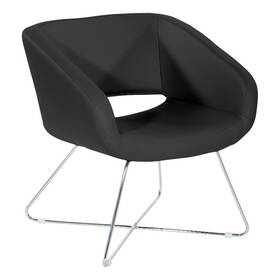 Office Star Lrl-r107 Lounge Chair In Black Faux Leather With Chrome Base
