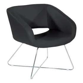 Lrl-r107 Office Star Lounge Chair In Black Faux Leather With Chrome Base