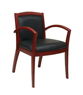 Nap97chy-ec3 Office Star Osp Furniture Napa Full Cushion Black Leather Cherry