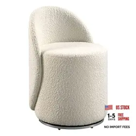 Office Star Products 090234582809 Lystra Swivel Barrel Vanity Chair With Textured Boucle Fabric Cream