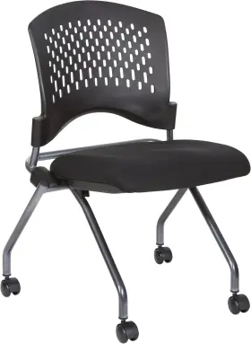 83220-30 Office Star Products Deluxe Ventilated Plastic Coal Seat Folding Chair Casters 2-pack