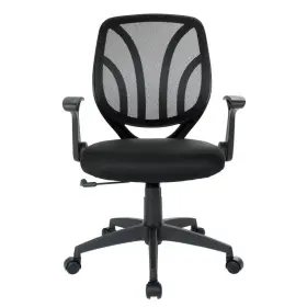 Em69202n-3m Office Star Products Black Mesh Screen Back Chair With Flip Arms And Silver