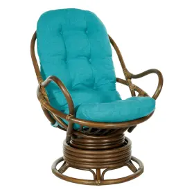 Kau320-bl Office Star Products Osp Home Furnishings Kauai Swivel Rocker Chair With Brown Rattan Frame