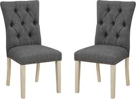 Office Star Products Psdc2-m29 Osp Home Preston Dining Chair 2-pack Button Back Bronze Nailhead Charcoal