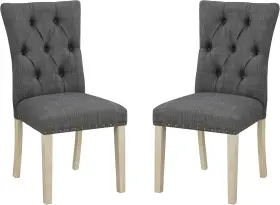 Psdc2-m29 Office Star Products Osp Home Preston Dining Chair 2-pack Button Back Bronze Nailhead Charcoal