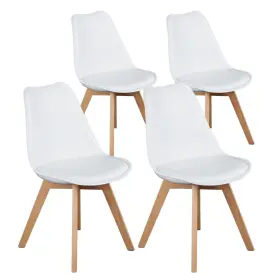 Olixis 722402638901 Set Of 4 Dining Kitchen Mid-century Modern Chairs With Wood Legs And P