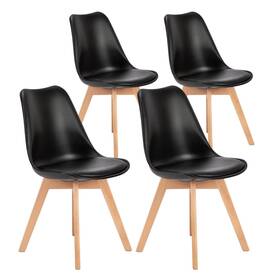 Olixis Dagg002 Set Of 4 Dining Kitchen Midcentury Modern Chairs With Wood Legs And Pu