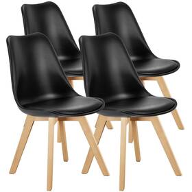 Olixis Hjol-1190-4bk3v Dining Chairs Set Of 4 Pu Leather Upholstered Kitchen With Solid Wood