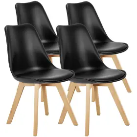 Hjol-1190-4bk3v Olixis Dining Chairs Set Of 4 Pu Leather Upholstered Kitchen With Solid Wood