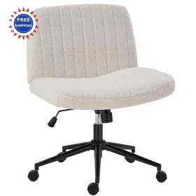 Loj3-7262-tdbg Olixis Criss Cross Chair With Wheels Wide Legged Office Desk Vanity Adjustable