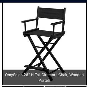 Omysalon G666-a1439g58000341 26 Inch Tall Black Directors Chair Foldable Wood Frame With Armrest