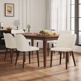 Ora Maison 1009557304 Set Of 6 Wood Ergonomic Curved Dining Chairs Modern Upholstered Chair