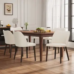 1009557304 Ora Maison Set Of 6 Wood Ergonomic Curved Dining Chairs Modern Upholstered Chair
