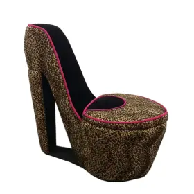 Hb4394 Ore International Black Cheetah Prints High Heel Storage