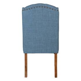 Osp Home Furnishings 090234373681 Jessica Tufted Wing Chair In Navy Blue Fabric With Bronze Nailheads