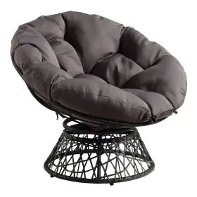 Osp Home Furnishings 090234460503 Wicker Papasan Chair With 360-degree Swivel Grey Frame Cushion