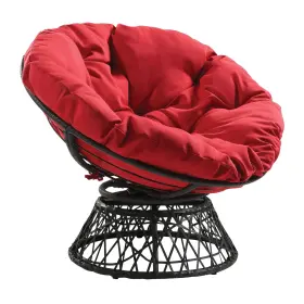 Osp Home Furnishings 090234460589 Wicker Papasan Chair With 360-degree Swivel Grey Frame Red Cushion
