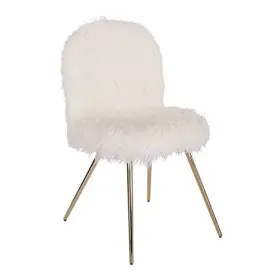 Osp Home Furnishings 090234461852 Julia Chic Accent Chair White Faux Fur And Gold Legs