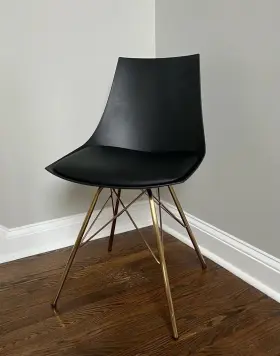 Osp Home Furnishings 445043276266 Oakley Mid-century Modern Chair Black With Faux Leather Padded Seat - Dining