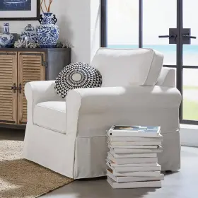 Asn51-s65 Osp Home Furnishings Ashton Ivory Polyester Arm Chair With Removable Cushions Of