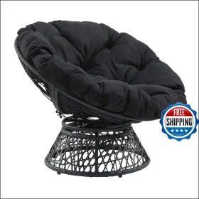B07bcp8vmc Osp Home Furnishings Wicker Papasan Chair 360 Swivel Grey Frame Black Cushio