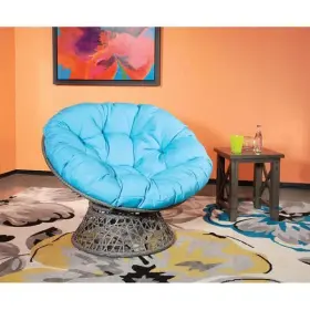 Bf25292-bl Osp Home Furnishings Papasan Chair With Round Pillow-top Cushion Blue Grey Frame