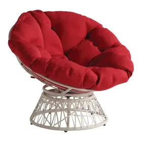 Bf29296cm-rd Osp Home Furnishings Papasan Chair With Red Round Pillow Cushion And Cream Weave