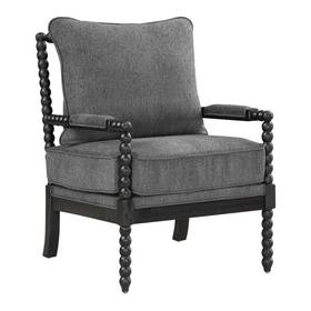 Osp Home Furnishings Elz-by7 Eliza Spindle Accent Chair Charcoal Grey Fabric Black Wood