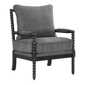 Elz-by7 Osp Home Furnishings Eliza Spindle Accent Chair Charcoal Grey Fabric Black Wood