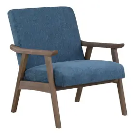 Wdn51bb-h16 Osp Home Furnishings Weldon Armchair In Navy Fabric With Brushed Brown Finished Frame