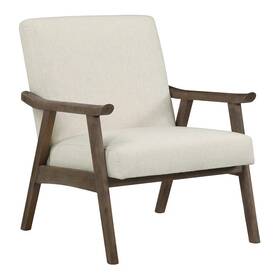 Osp Home Furnishings Wdn51bb-l32 Weldon Armchair In Linen White Fabric With Brushed Brown Finished Frame