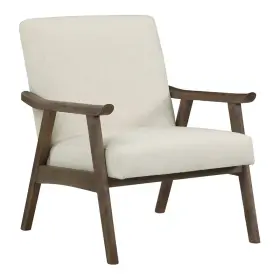 Wdn51bb-l32 Osp Home Furnishings Weldon Armchair In Linen White Fabric With Brushed Brown Finished Frame