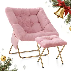 Yx05-022-1 Osumlee Comfy Saucer Chair For Adults Foldable Living Room Chairs Soft Ottoman-pink
