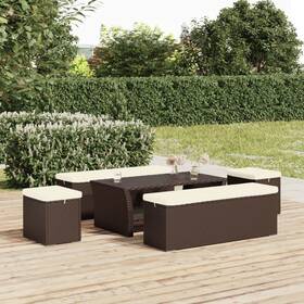 Ottoman Set 720845679002 Of 2 Brown And Cream White