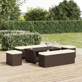 Ottoman Set 720845679002 Of 2 Brown And Cream White