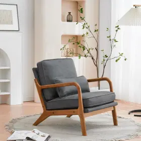 Outopee 303031709059 Accent Chair 29.5 Inch Upholstered Square Lounge Fabric In Dark Grey