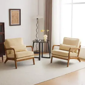 Outopee 313029726715 30 Inch Off-beige Upholstered Corduroy Arm Chair